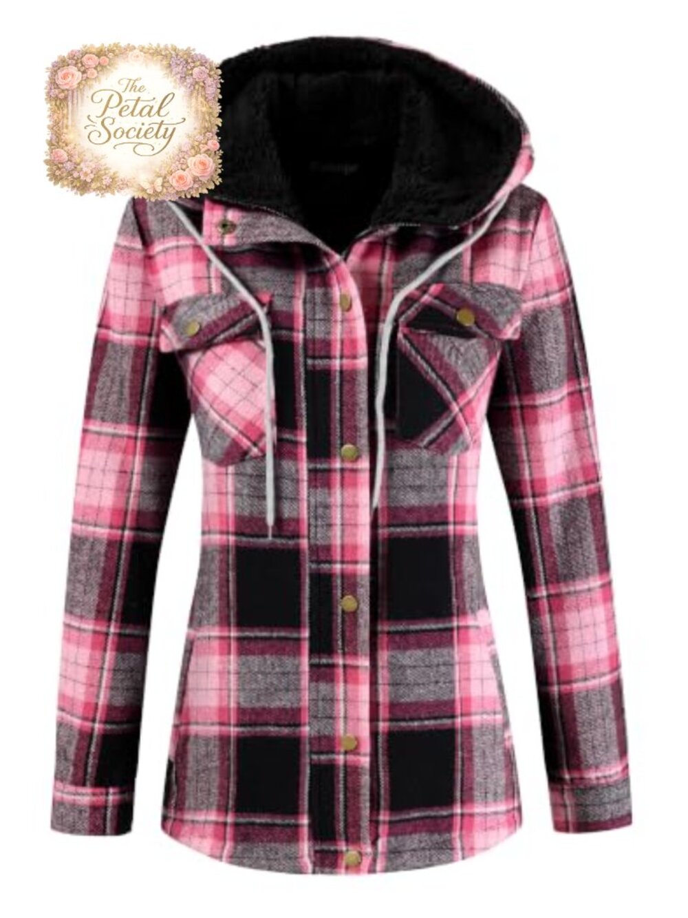 Sherpa Lined Plaid Hooded Jacket Fleece Flannel Coat